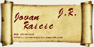 Jovan Raičić vizit kartica
